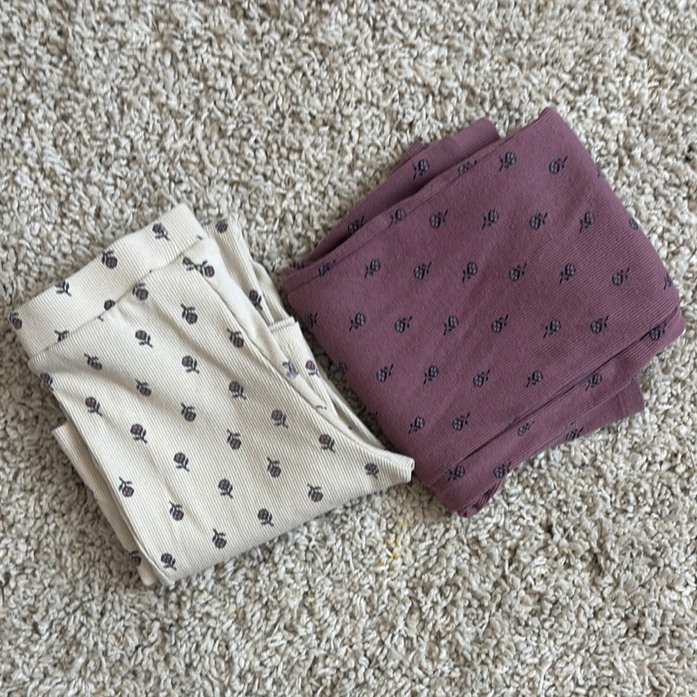 H&M | Kids Leggings Set - Cream and light maroon 💟